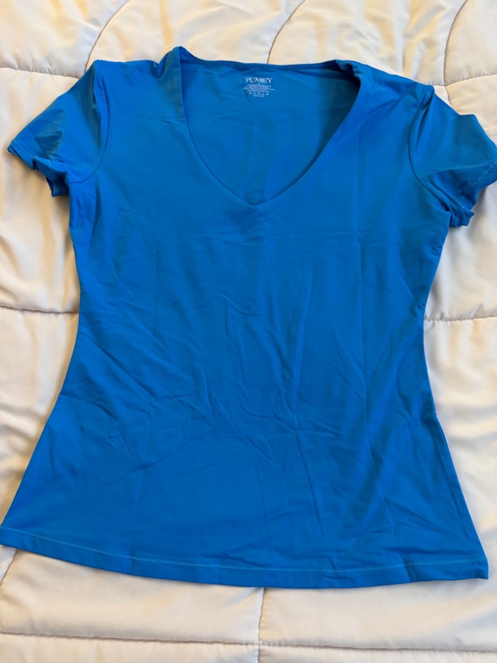 Pumiey Women's V-Neck Short Sleeve Tee in Royal Blue
